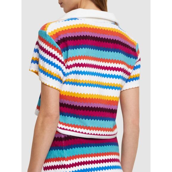 Missoni Chevron-Pattern Cropped Polo Top Multicolor - 40 (4) - Picture 2 of 5